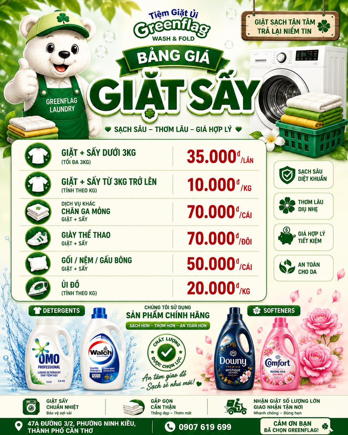 Greenflag Laundry Can Tho Price List